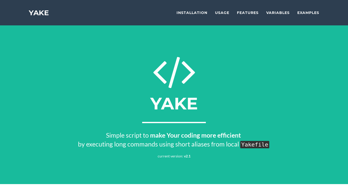 Yake Landing page