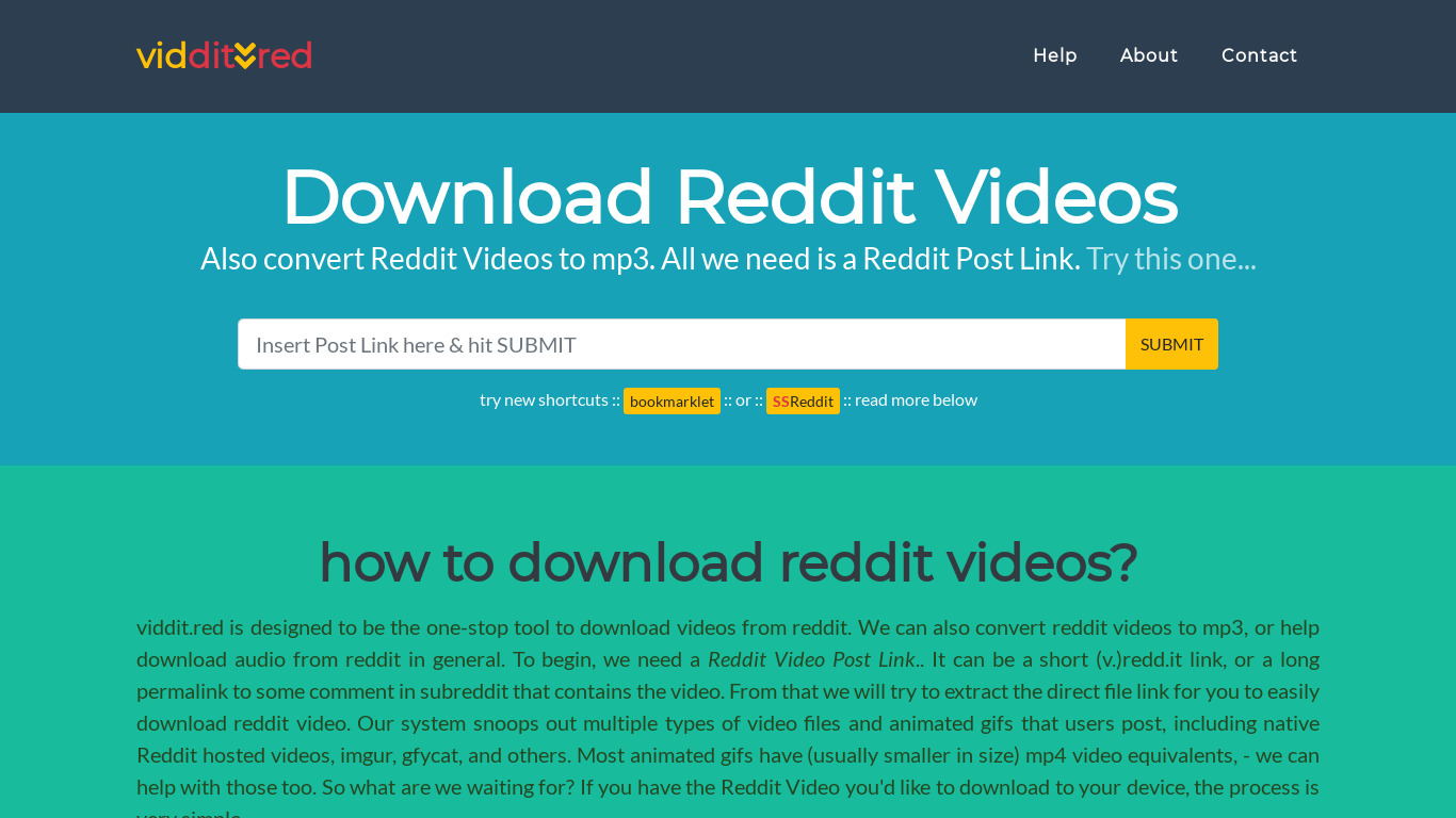 Viddit.Red - Download Reddit Video Landing page