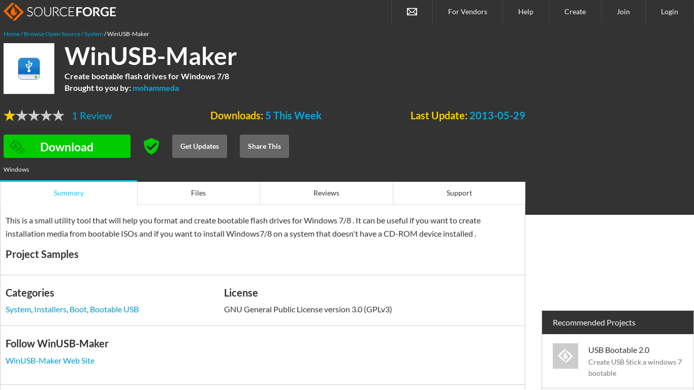 WinUSB Maker Tool Landing page