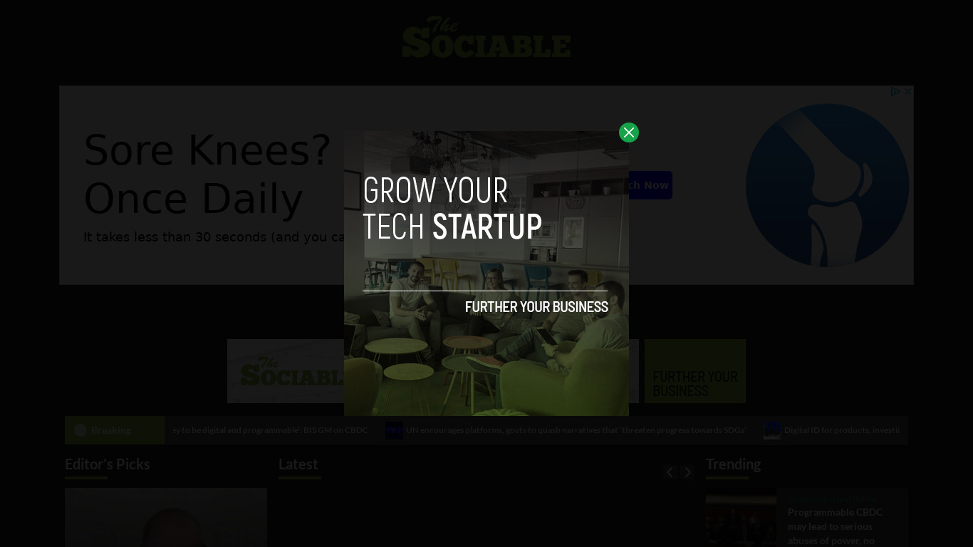 The Sociable Landing page