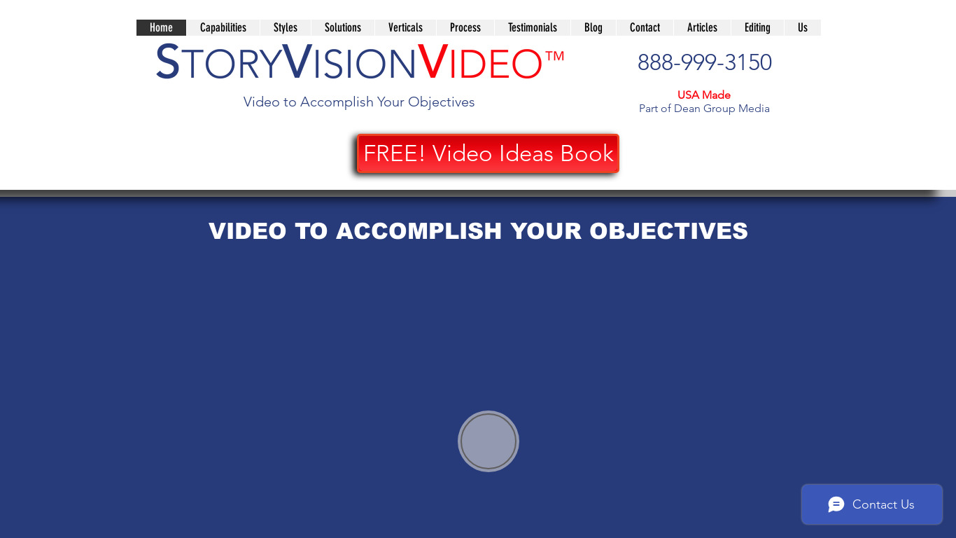 StoryVisionVideo Landing page