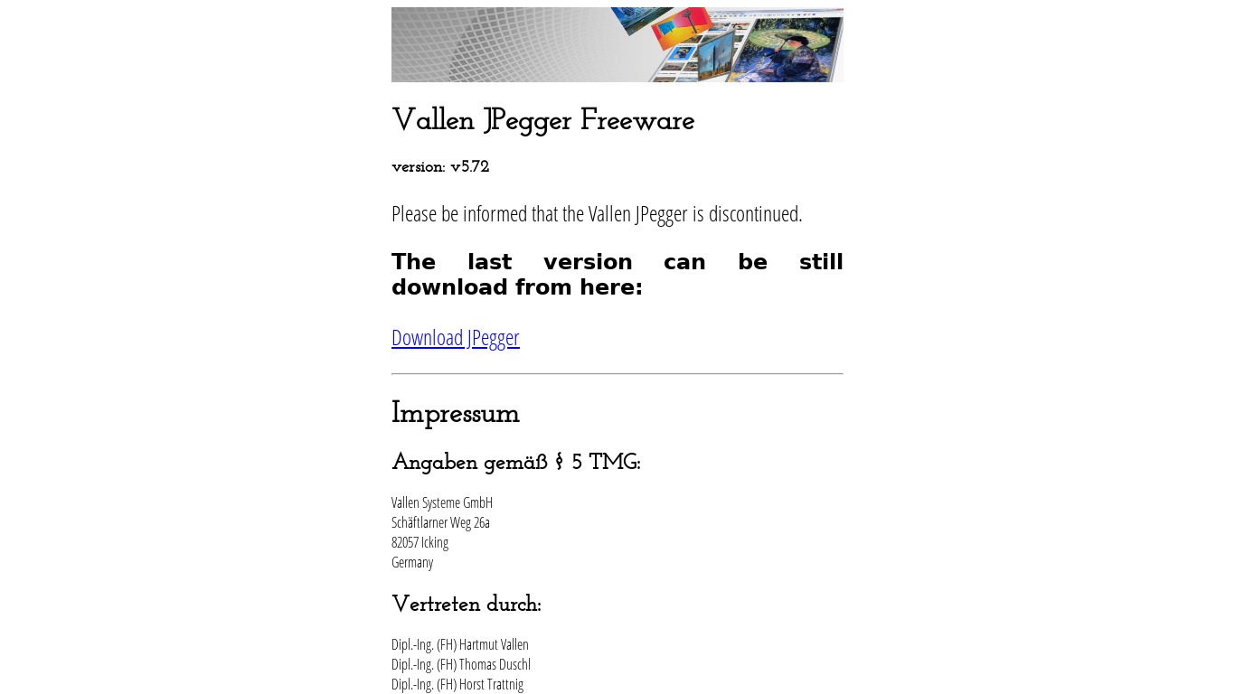 Vallen jpegger Landing page