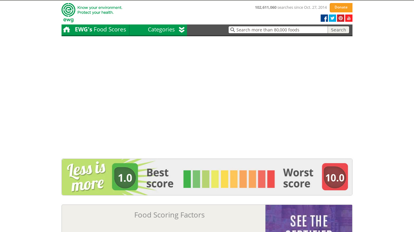 Food Scores Landing page
