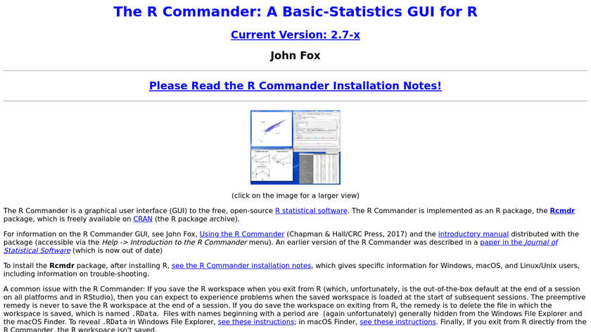 The R Commander Landing Page