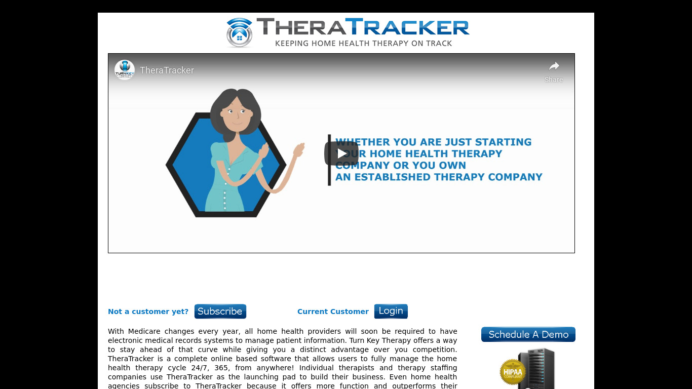 TheraTracker Landing page