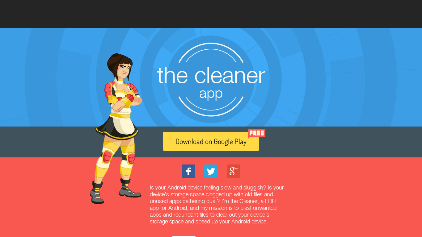 The Cleaner Landing page