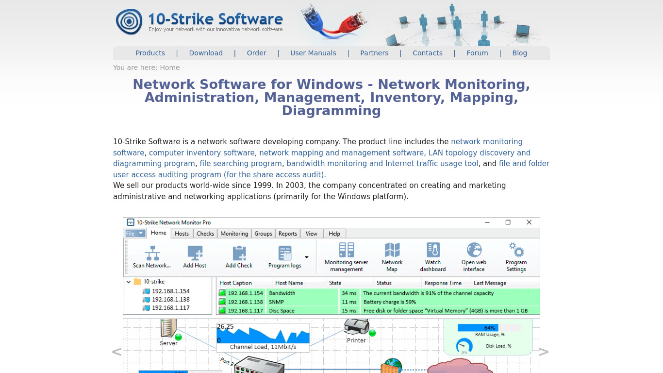 10-Strike Software Landing page