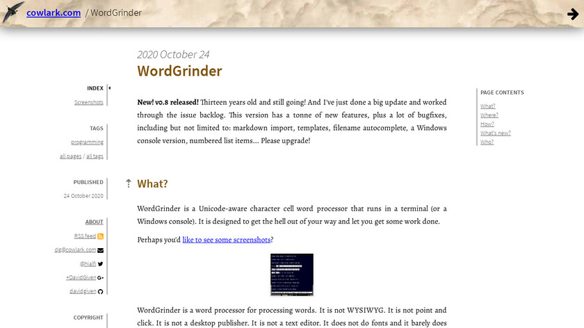WordGrinder Landing Page