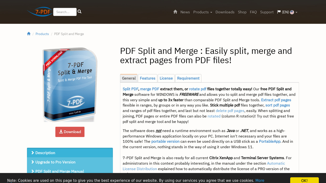 7-PDF Split & Merge Landing page