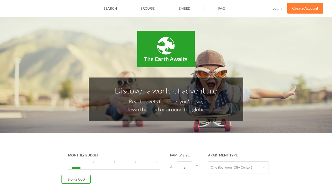 The Earth Awaits Landing page