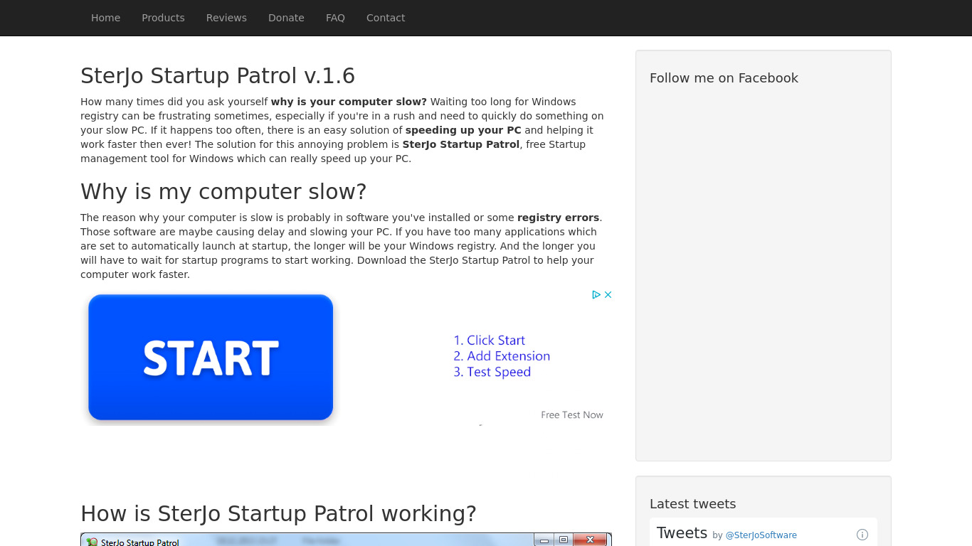 SterJo StartUp Patrol Landing page