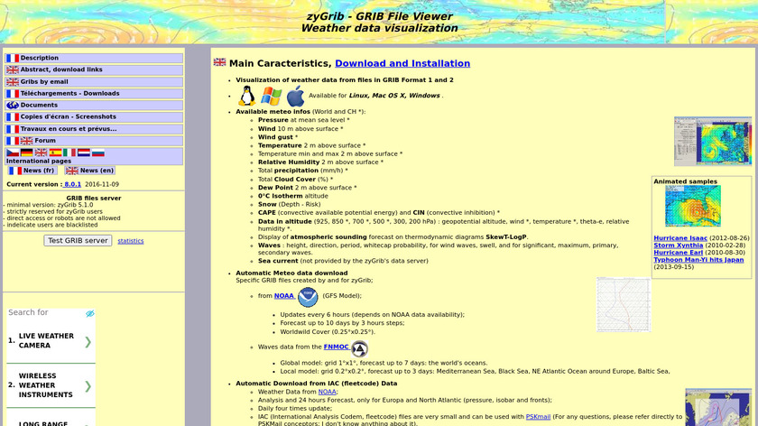zyGrib Landing Page
