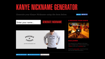Kanye Nickname Generator image