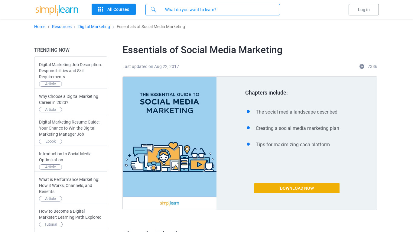 Essentials of Social Media Marketing Landing page
