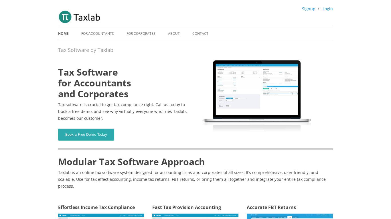 TaxLab Landing page