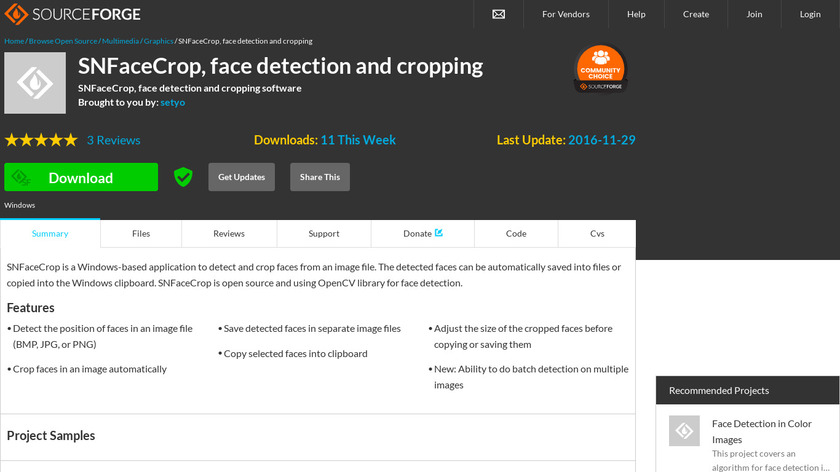 SNFaceCrop Landing Page