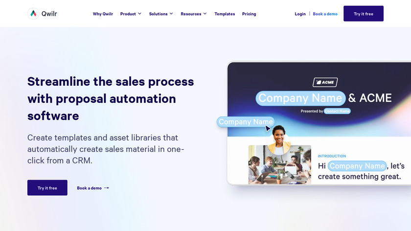 Document Generator by Qwilr Landing Page