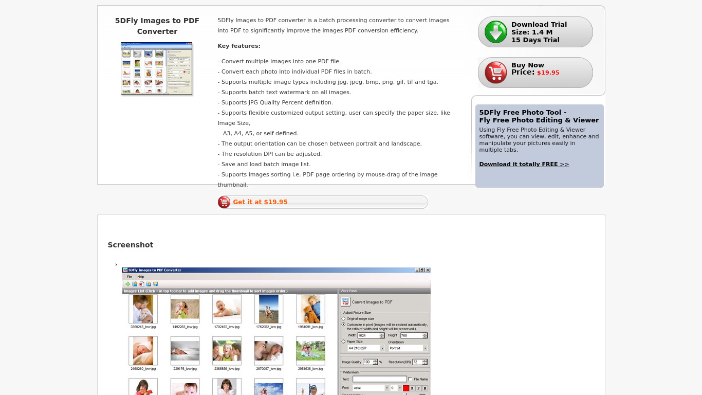 5DFly Images to PDF Converter Landing page