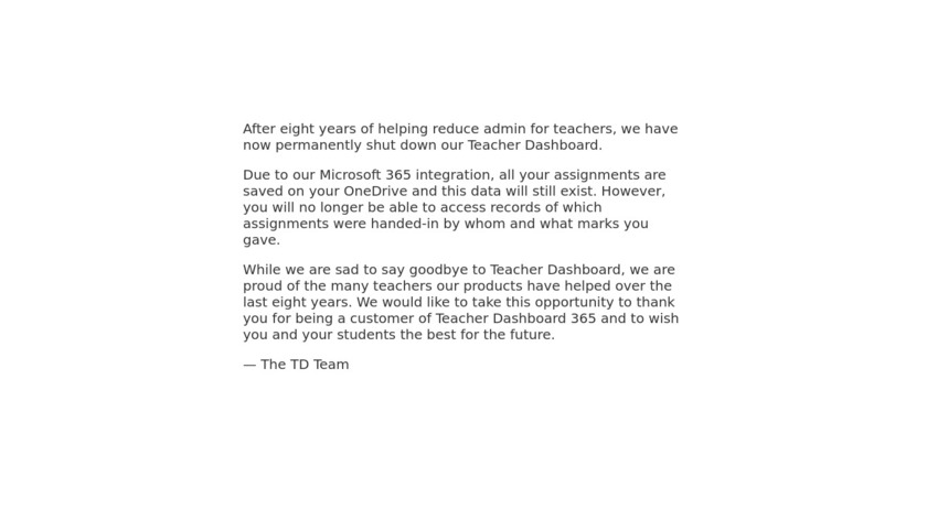 TeacherDashboard365 Landing Page