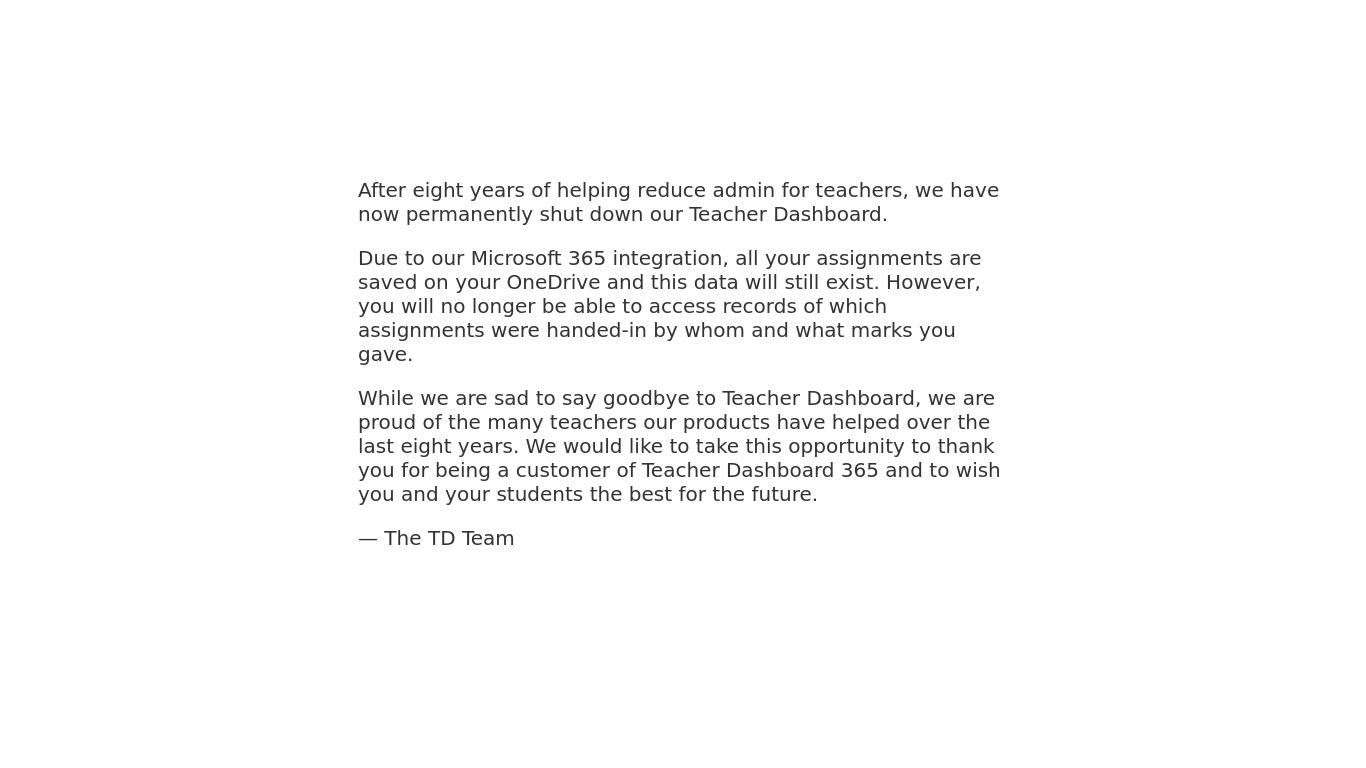 TeacherDashboard365 Landing page