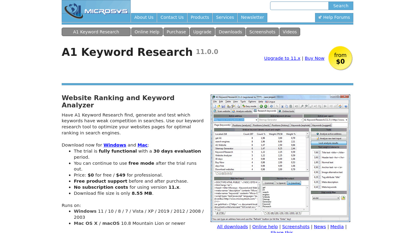 A1 Keyword Research Landing page