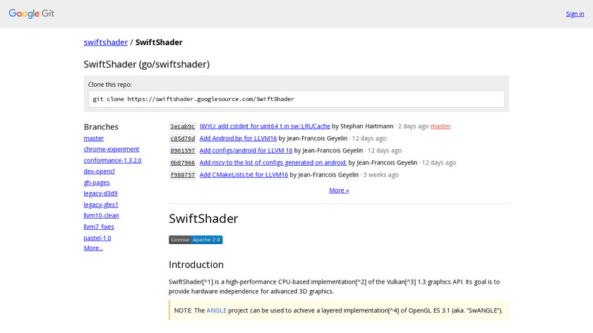 SwiftShader Landing Page
