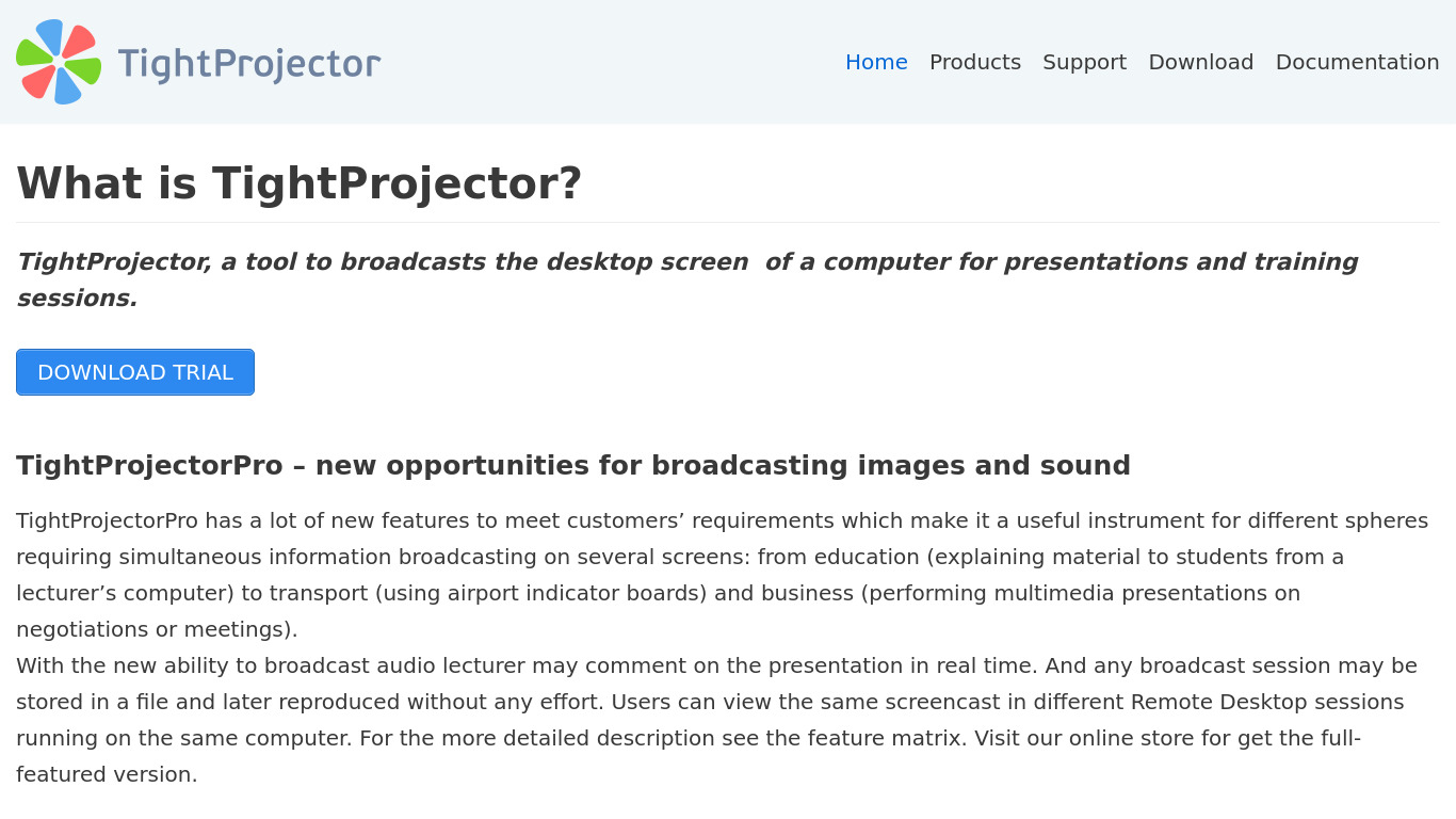 TightProjector Landing page