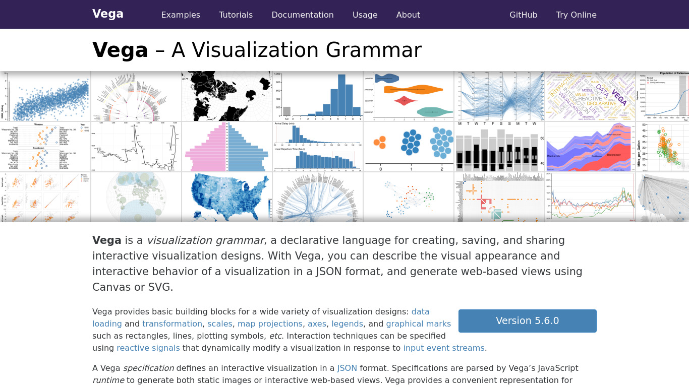 Vega Visualization Grammar Landing page