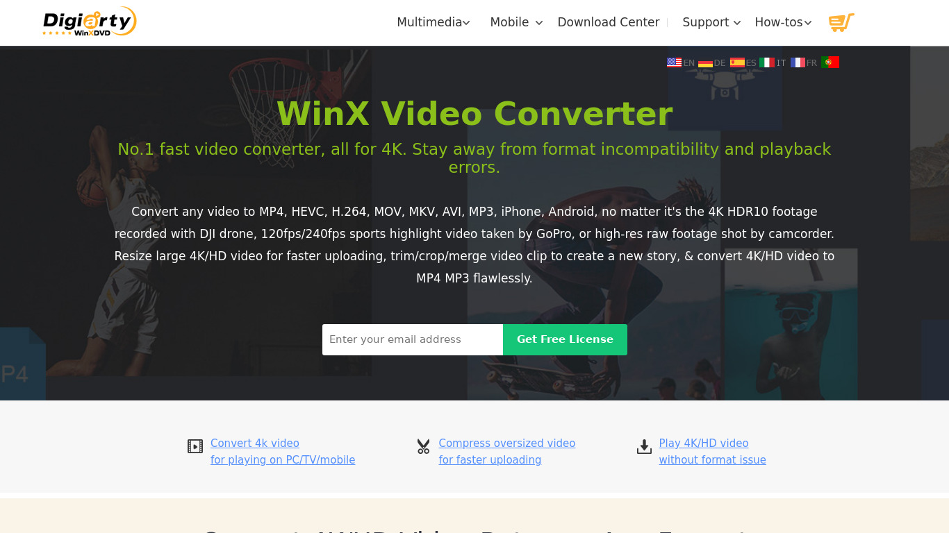 WinX Video Converter Landing page
