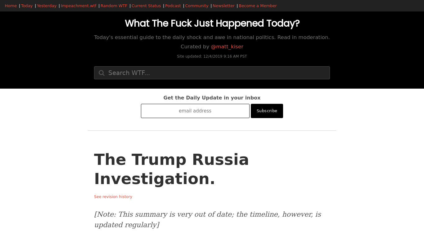 The Trump-Russia Investigation: A Timeline Landing page