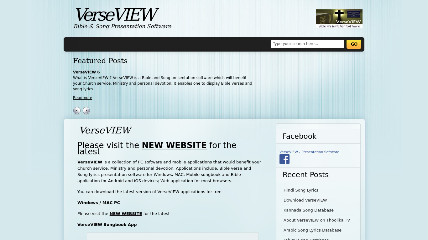 VerseVIEW Landing page