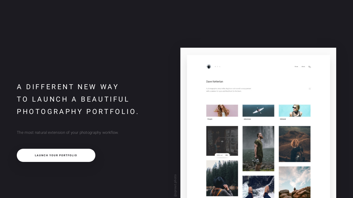 Sprout Photo Landing page