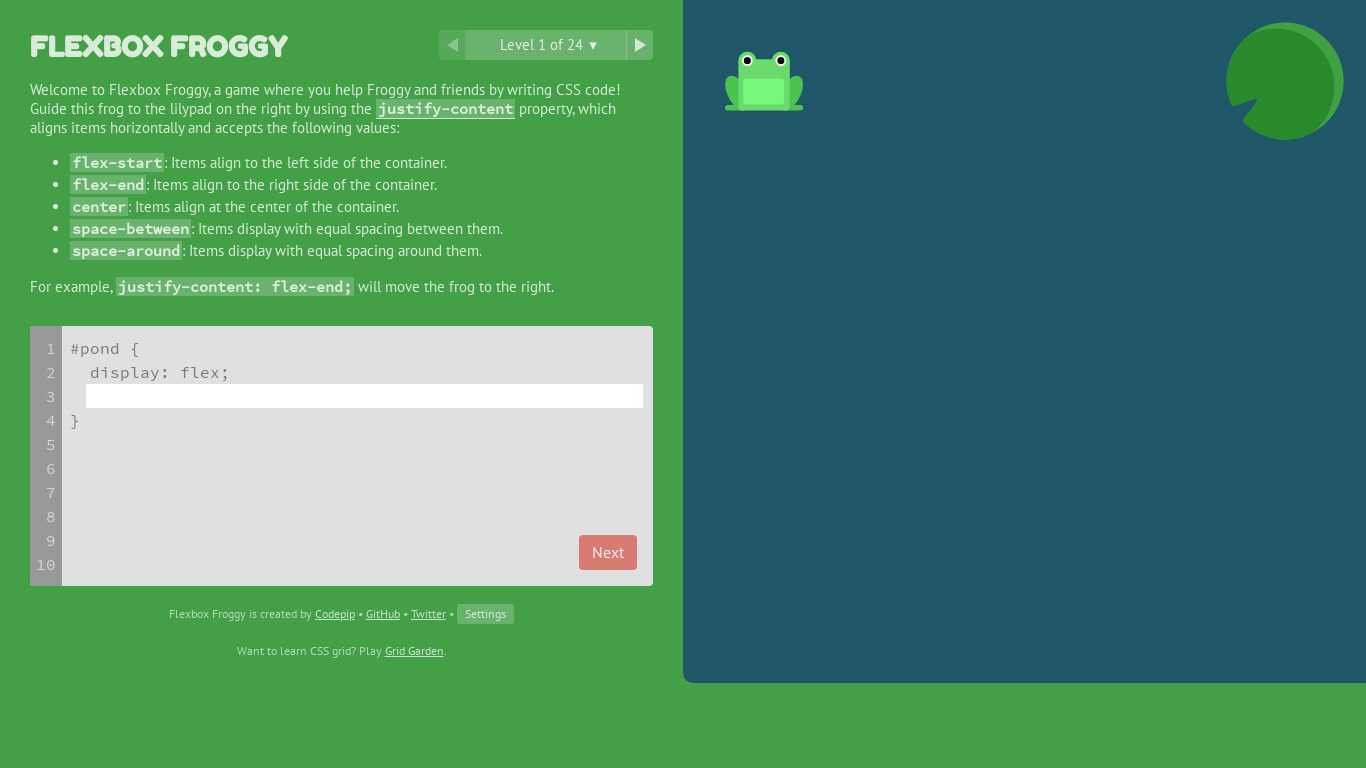 Flexbox Froggy Landing page