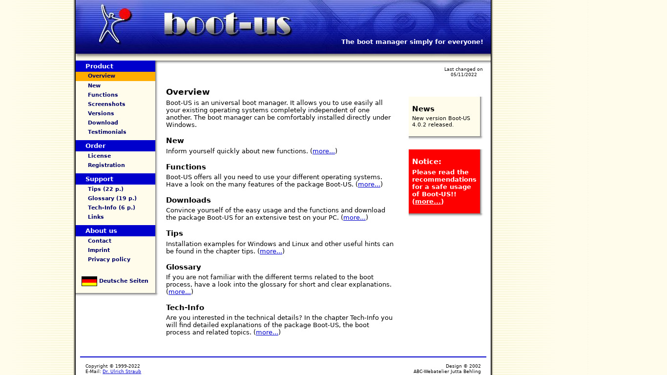 Boot-US Landing page