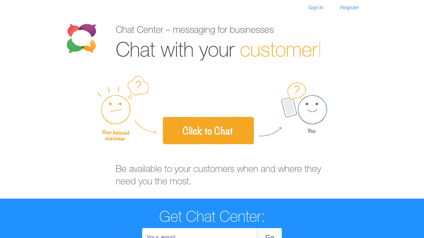 Chat Center Landing page