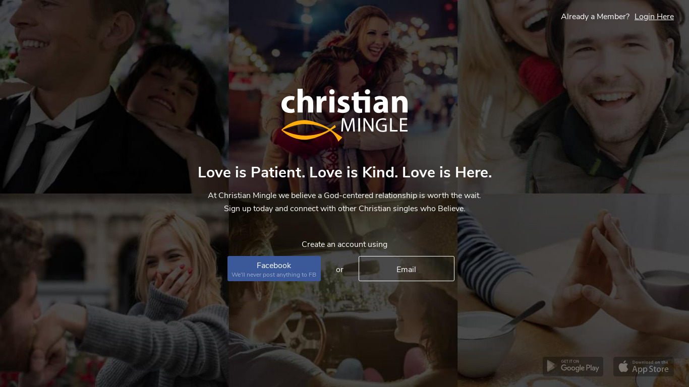 ChristianMingle.com Landing page