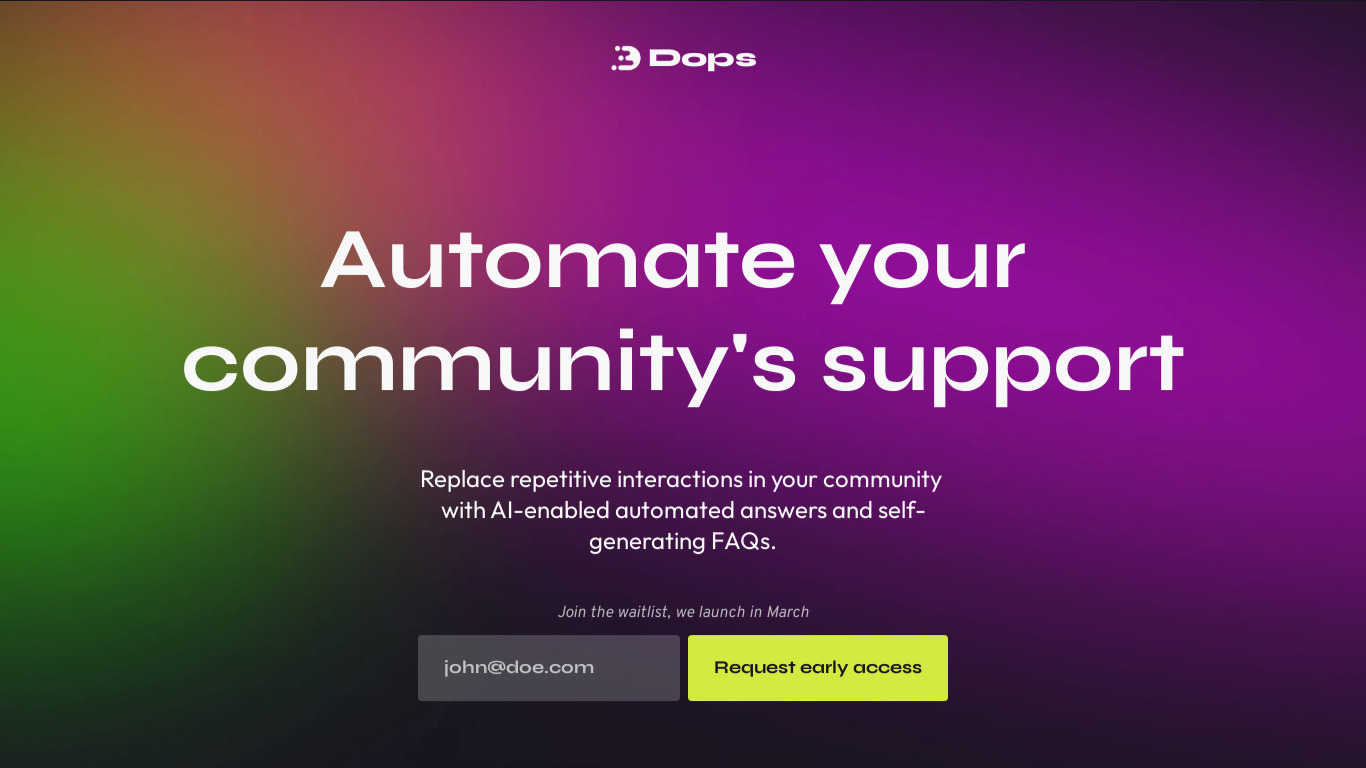 Dops Landing page