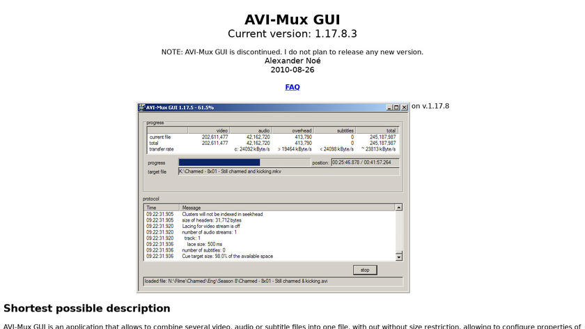 AVI-Mux GUI Landing Page