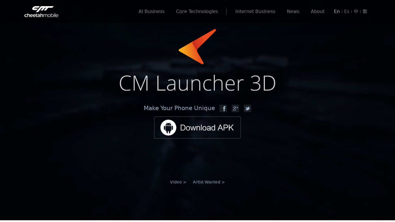 CM Launcher 3D Landing page