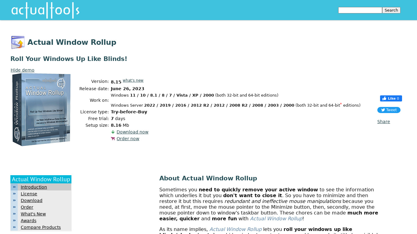 Actual Window Rollup Landing page