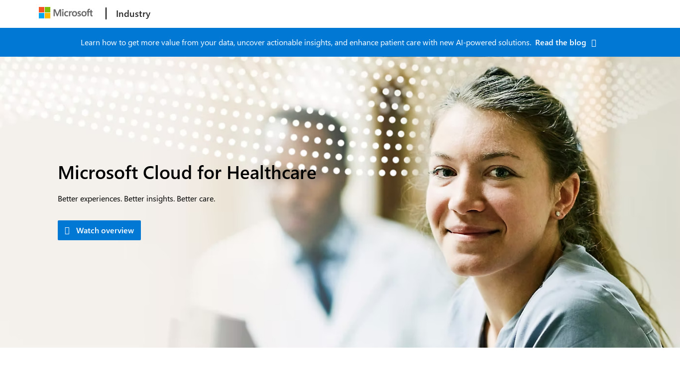Microsoft Health Landing page