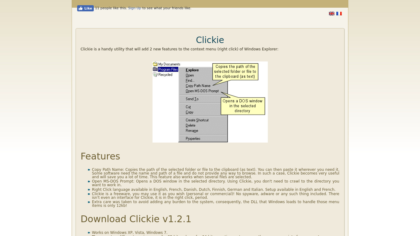Clickie Landing page