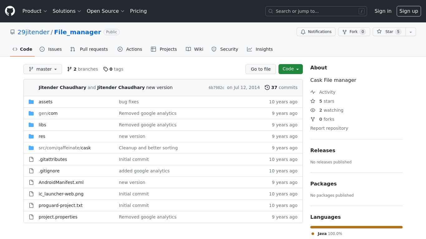 Cask File Manager Landing page