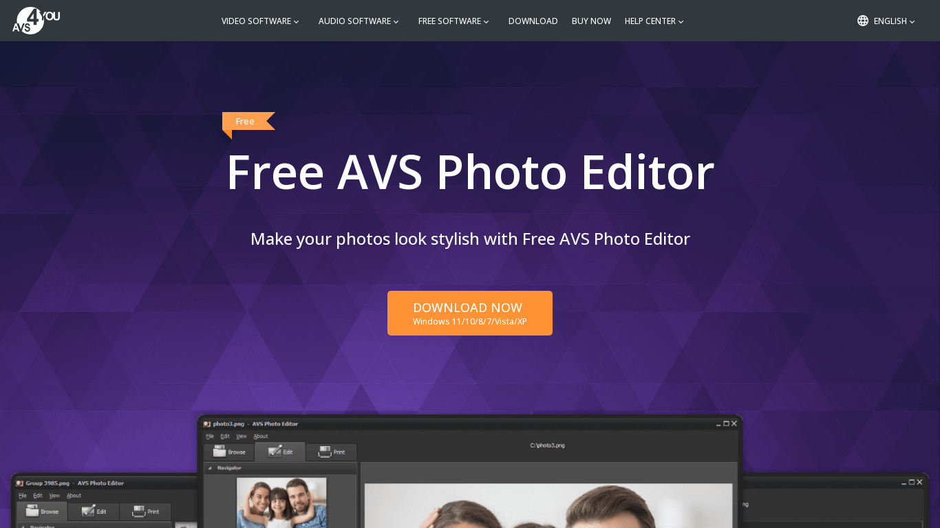 AVS Photo Editor Landing page