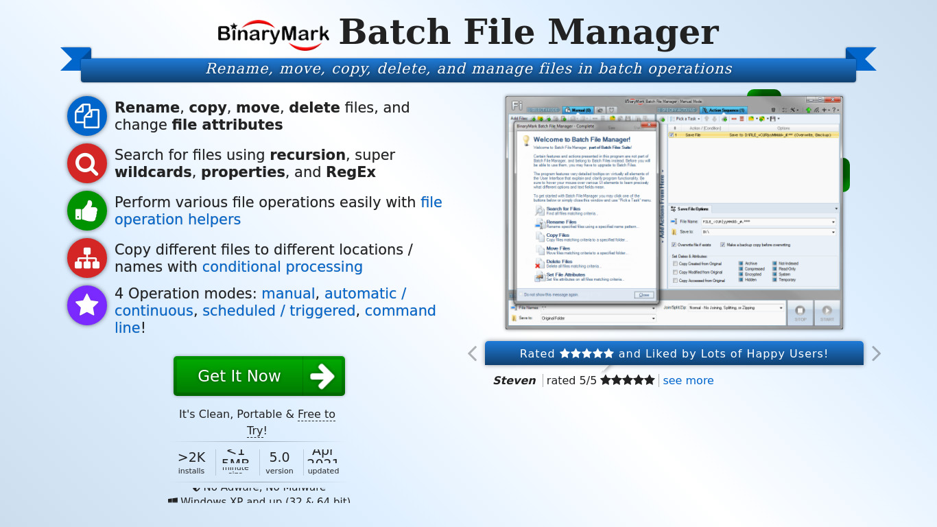 Batch File Manager Landing page
