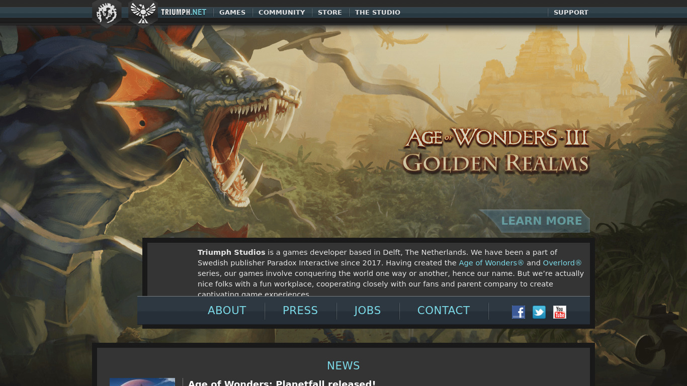 Age of Wonders Landing page