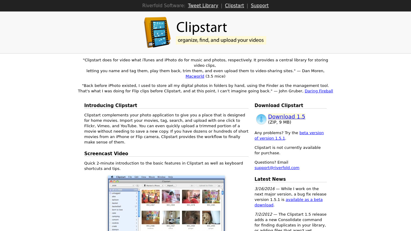 Clipstart Landing page
