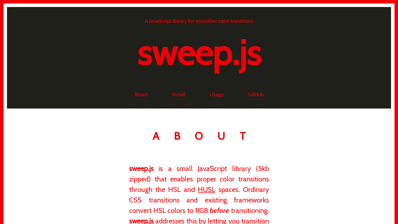 Sweep.js Landing page