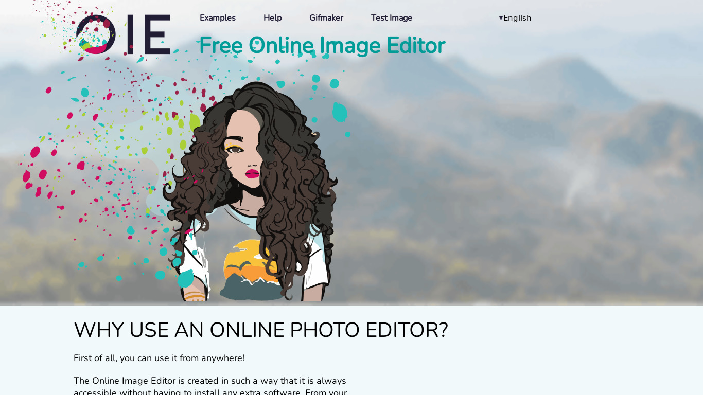 Online Image Editor Landing page