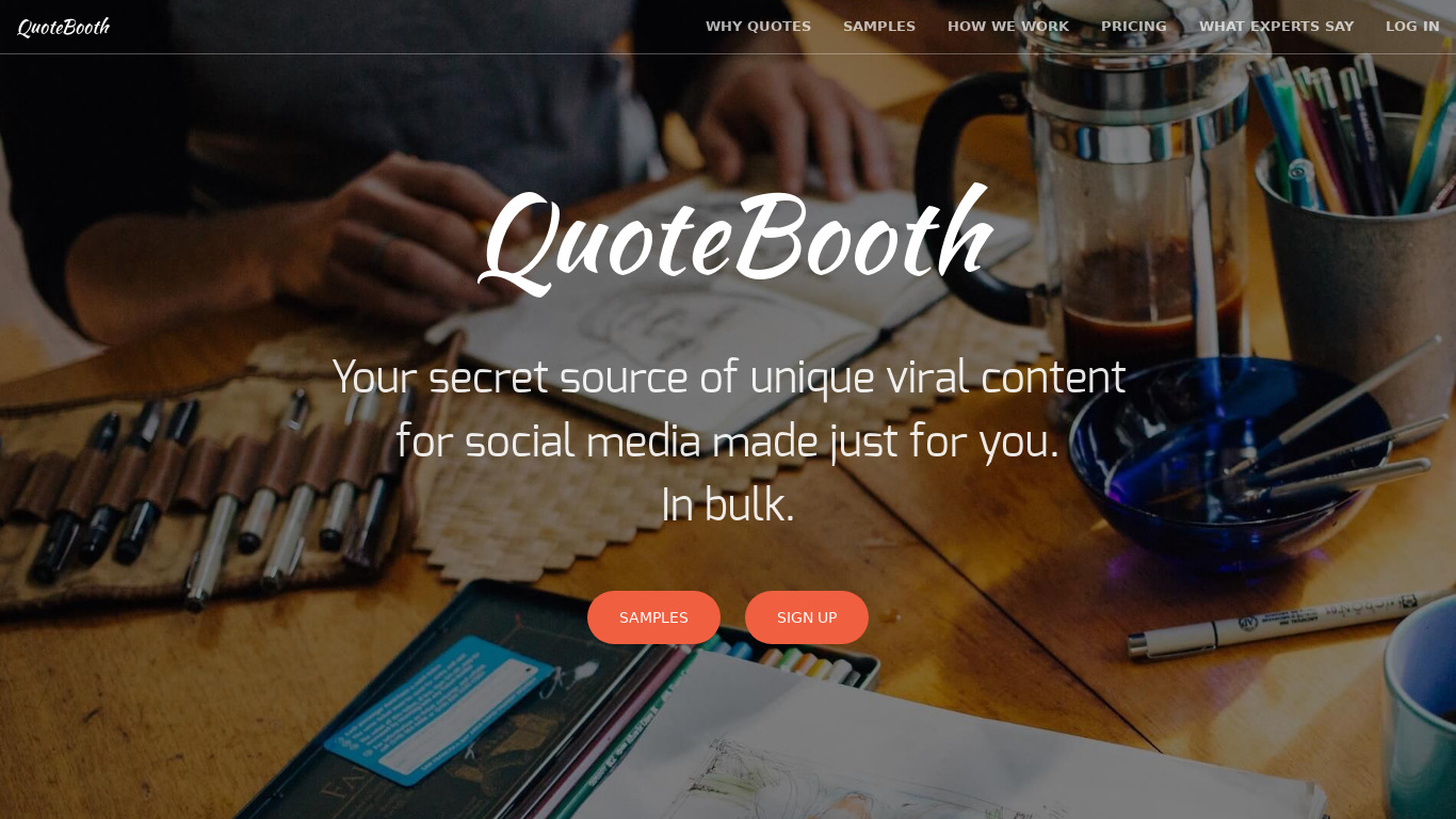 QuoteBooth Landing page